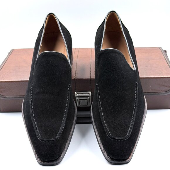 Paul Fredrick Black Suede Slip On Penny Loafers main image 2